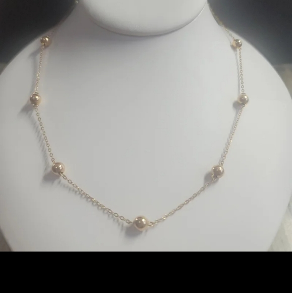 Jewelry N82 1k Gold Ball Station Necklace Poshmark